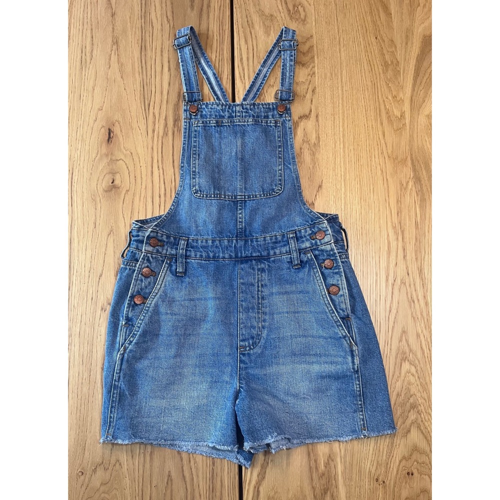 Madewell Adirondack Short Overalls Women Size S Blue Denim Casual Summer Boho